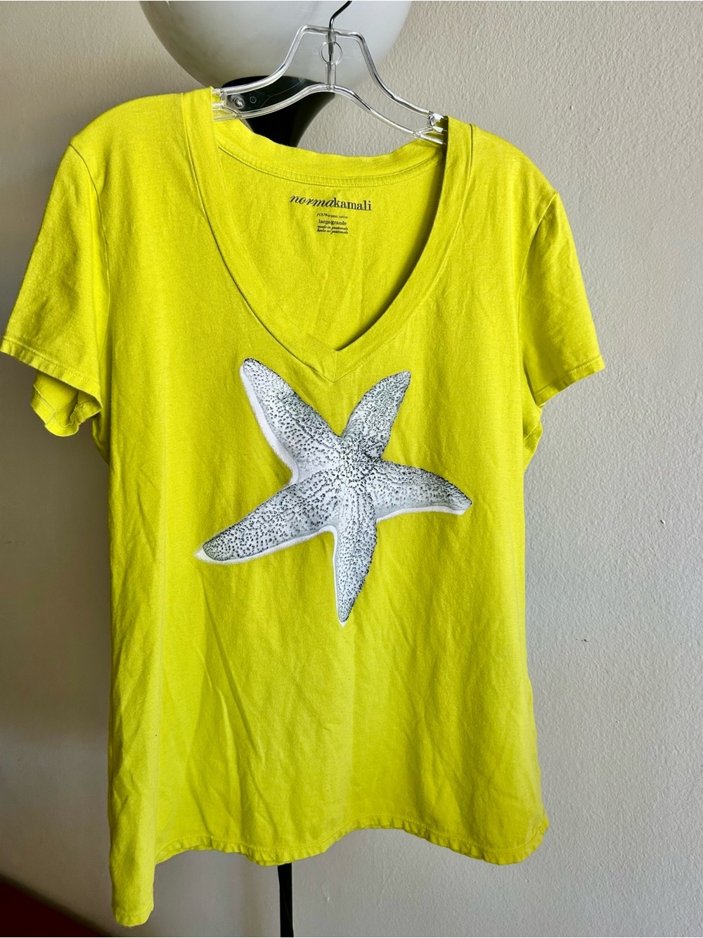 Norma Kamali Neon Yellow V-Neck Starfish Tee